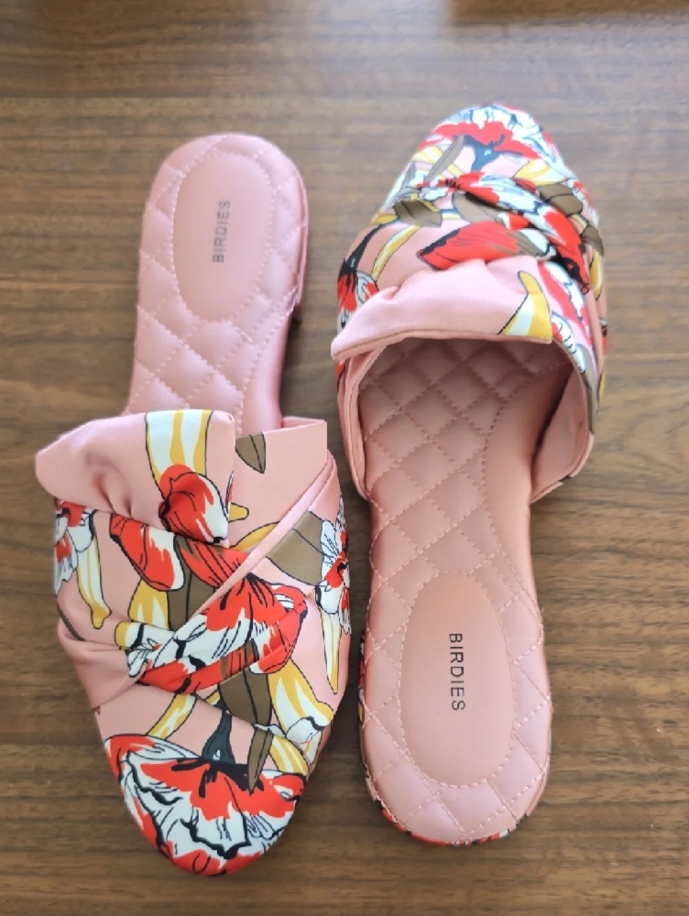 Birdies Pink Floral Knotted Slide Mules - Picture 4 of 8